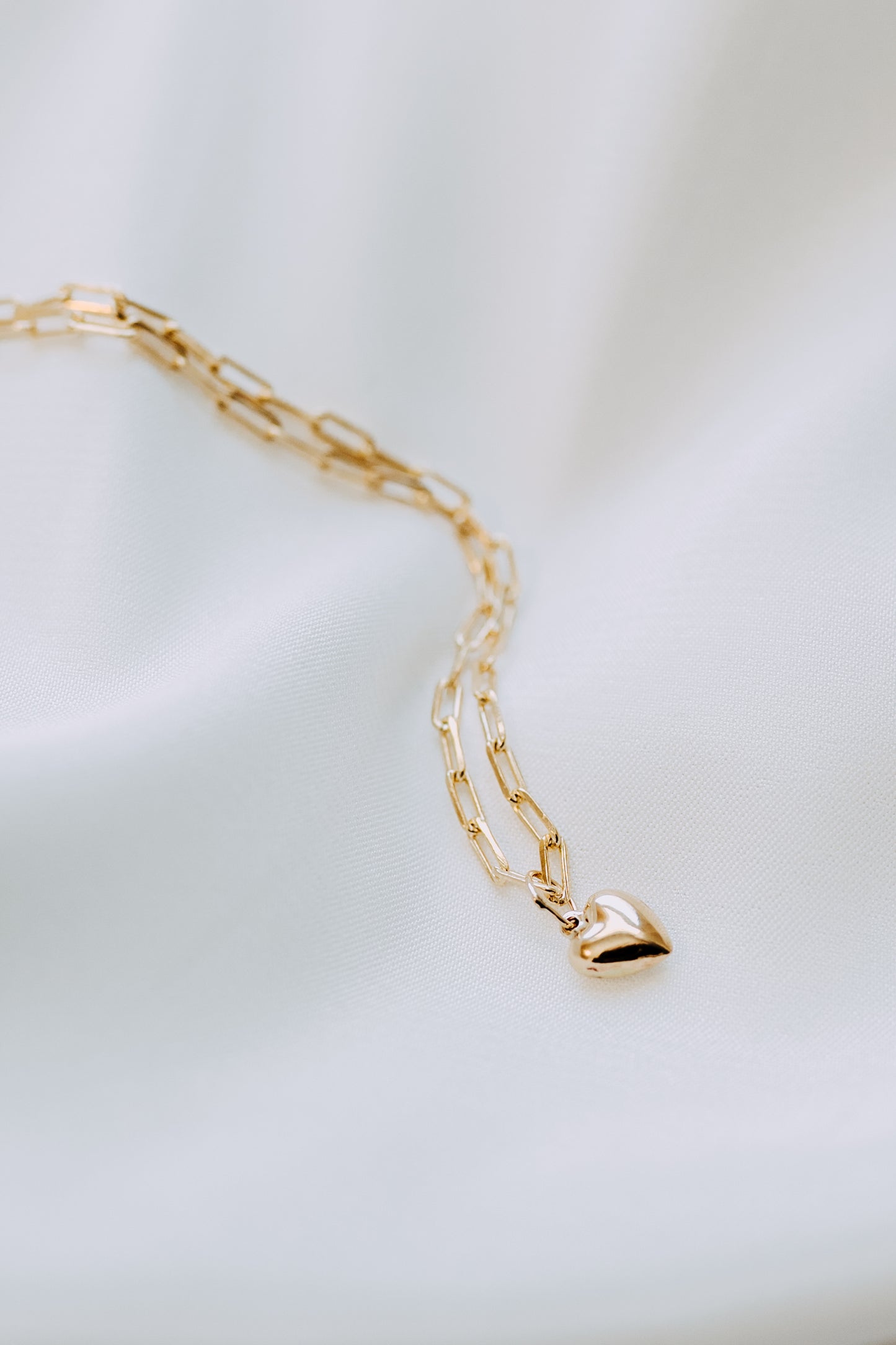 Lil' Puff Heart + Paperclip Necklace