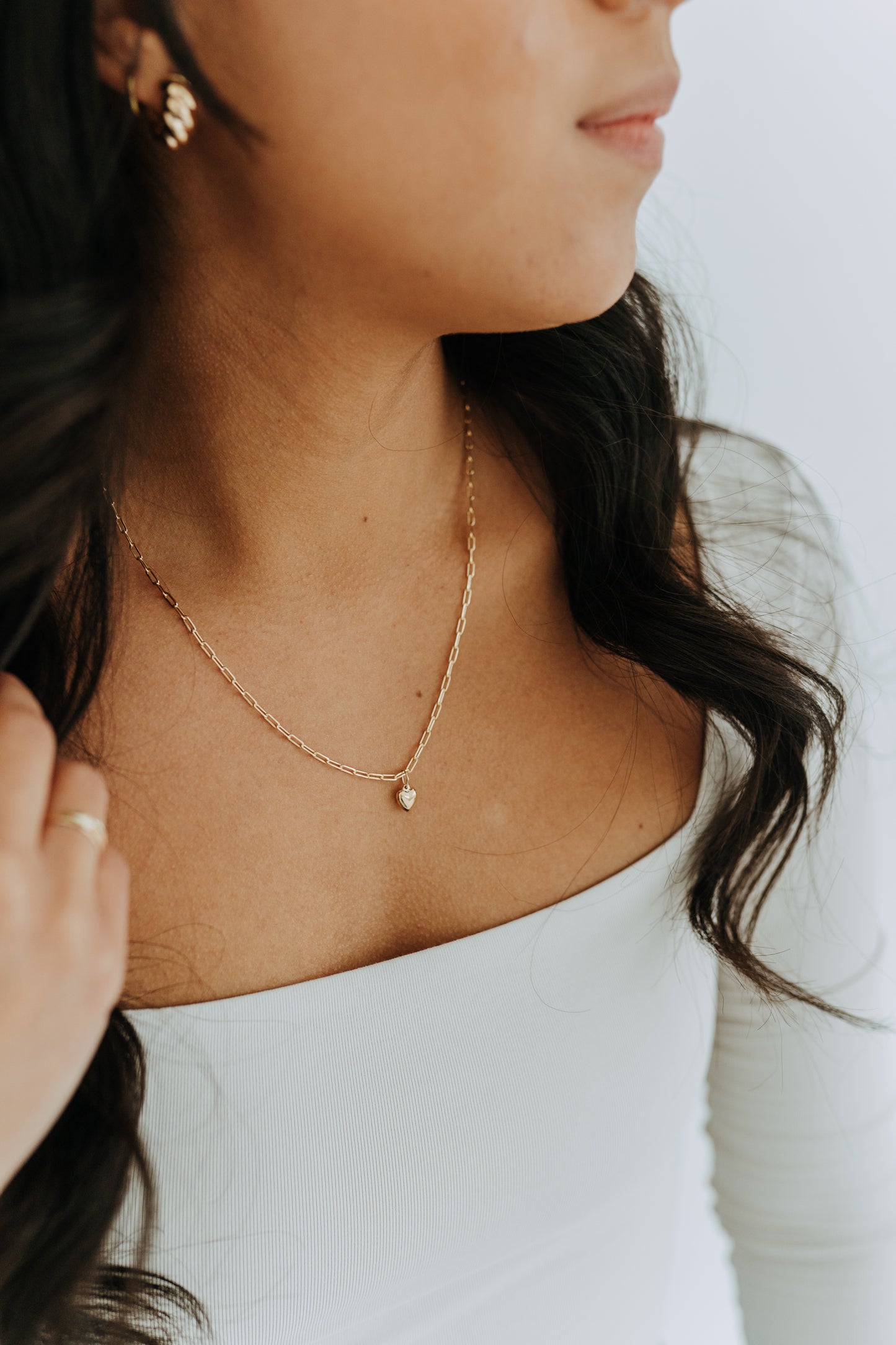 Lil' Puff Heart + Paperclip Necklace