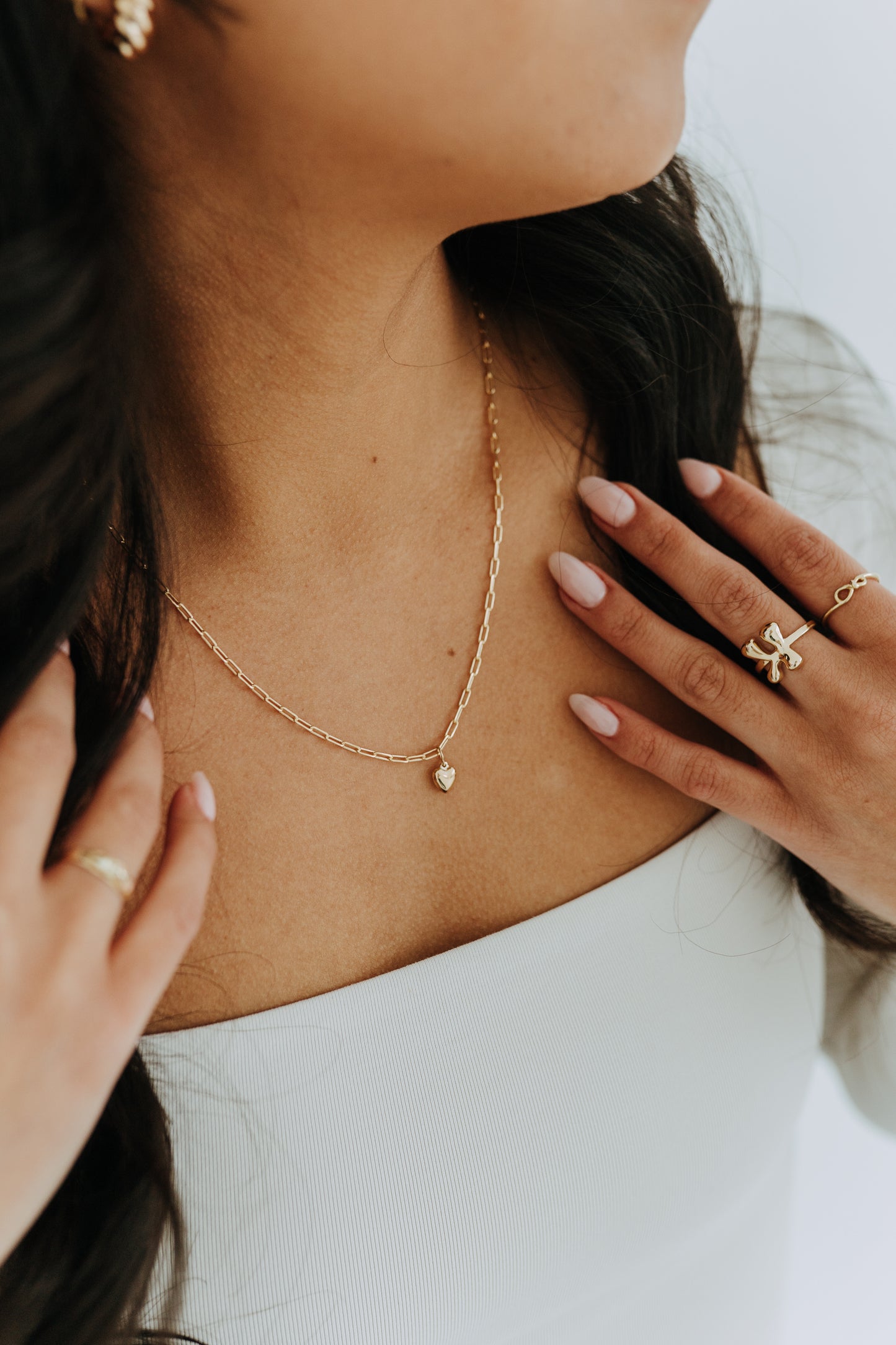Lil' Puff Heart + Paperclip Necklace