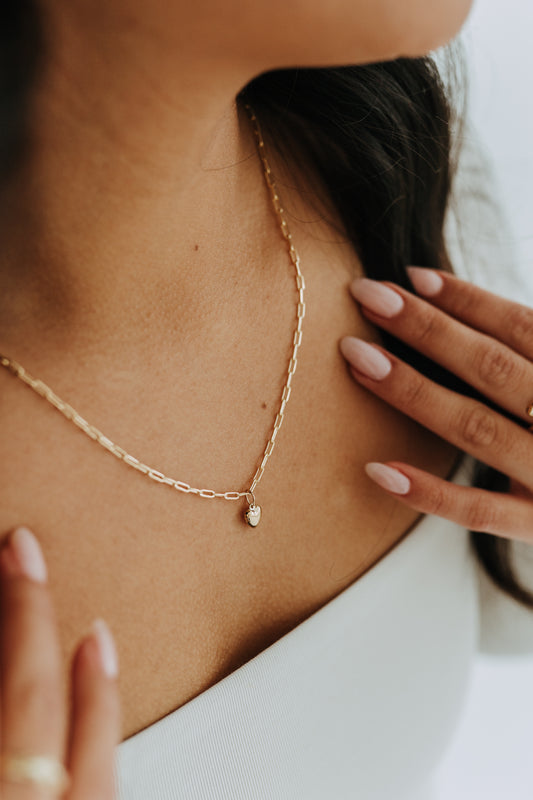 Lil' Puff Heart + Paperclip Necklace