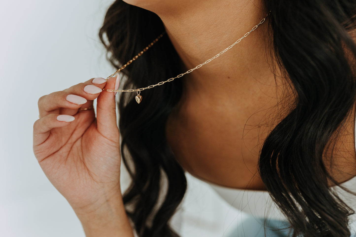 Lil' Puff Heart + Paperclip Necklace