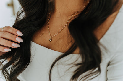 Lil' Puff Heart + Paperclip Necklace