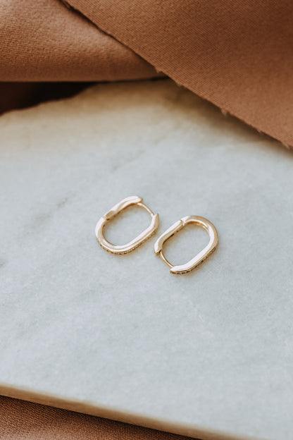 Pave Rectangle Hoops