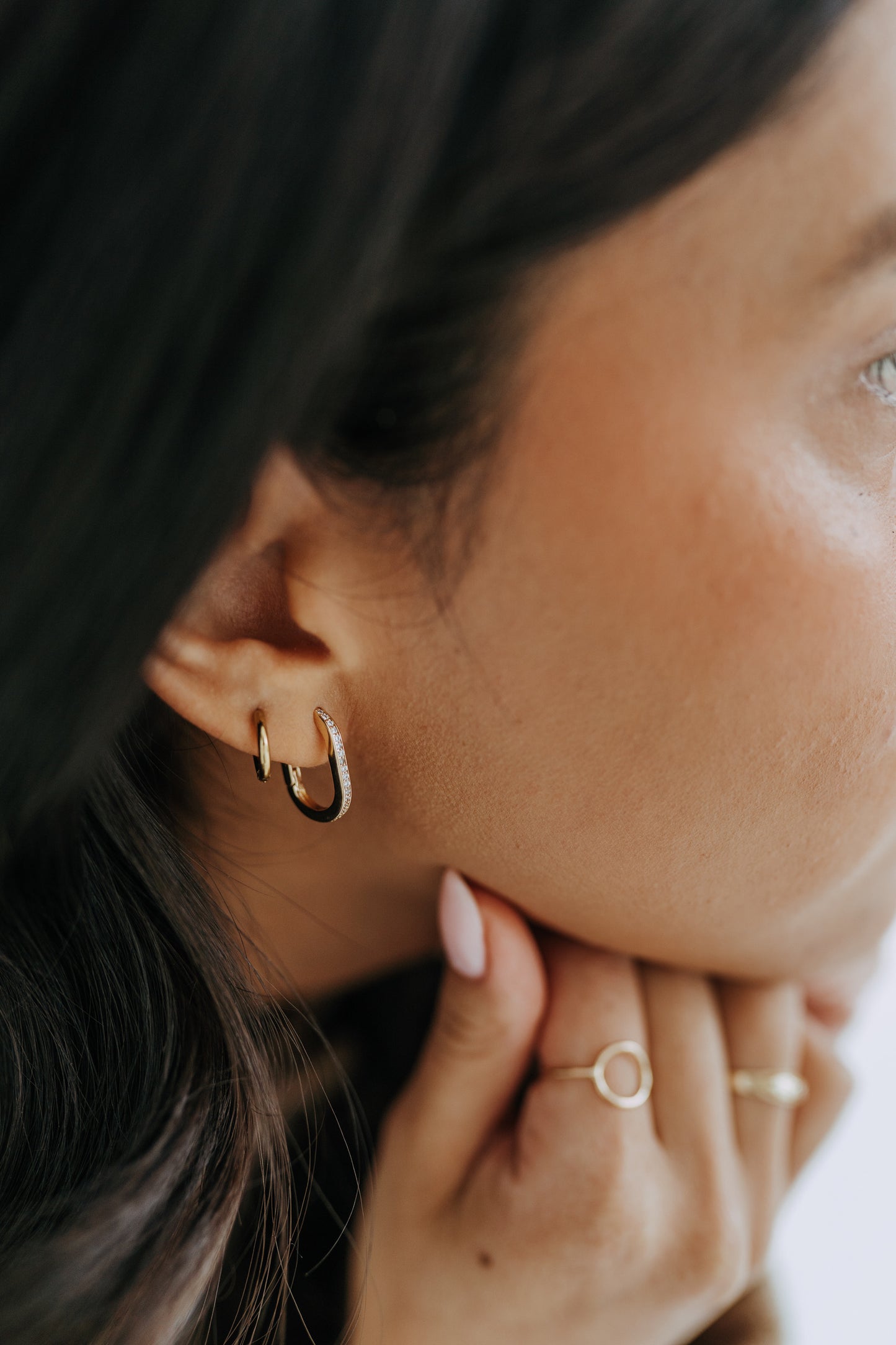 Pave Rectangle Hoops