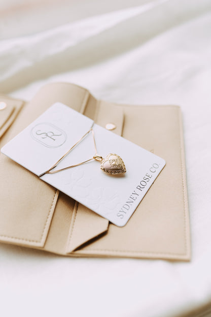 Engraved Heart Locket Necklace | 18K Gold Filled