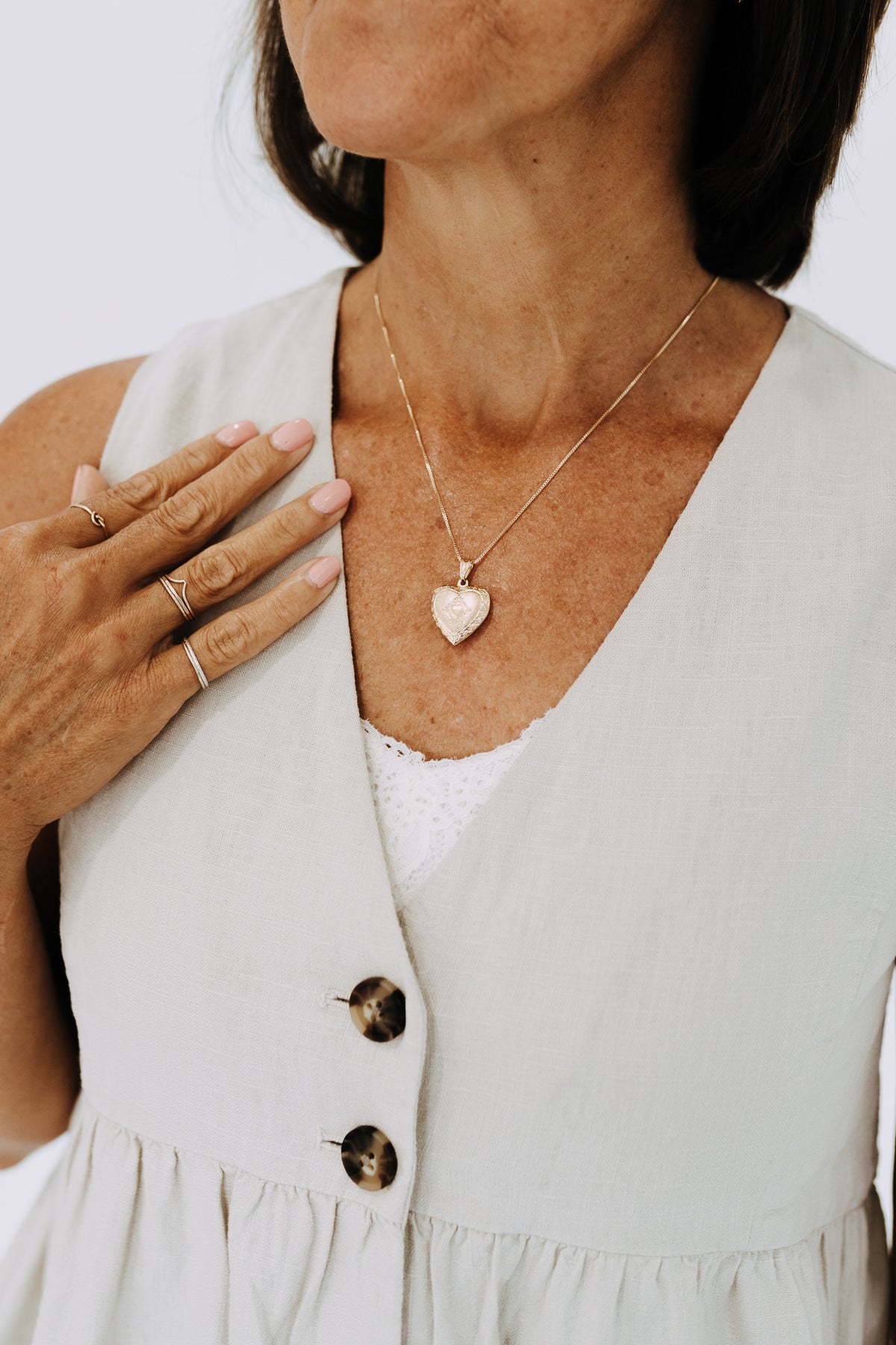 Engraved Heart Locket Necklace | 18K Gold Filled