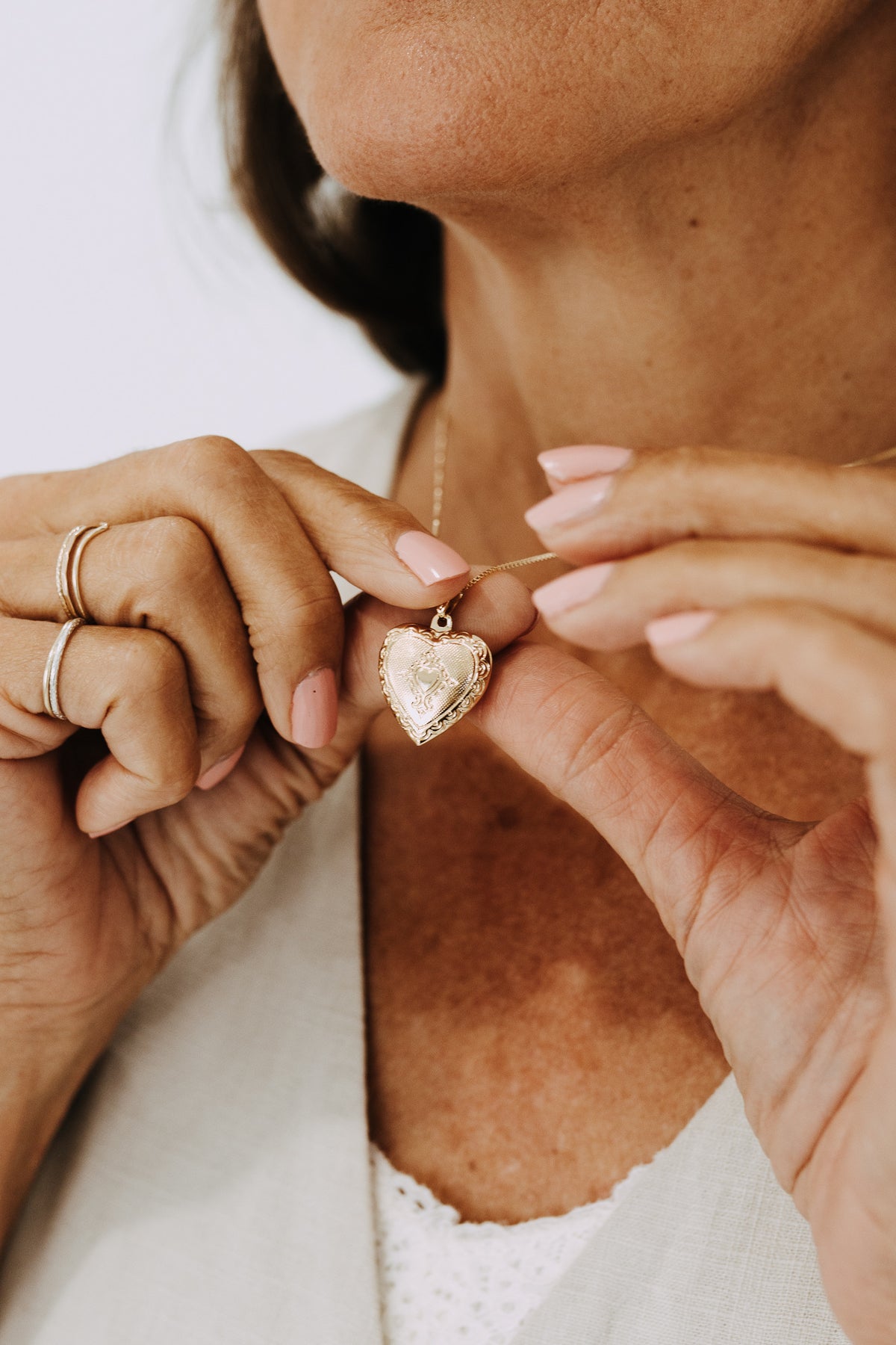 Engraved Heart Locket Necklace | 18K Gold Filled