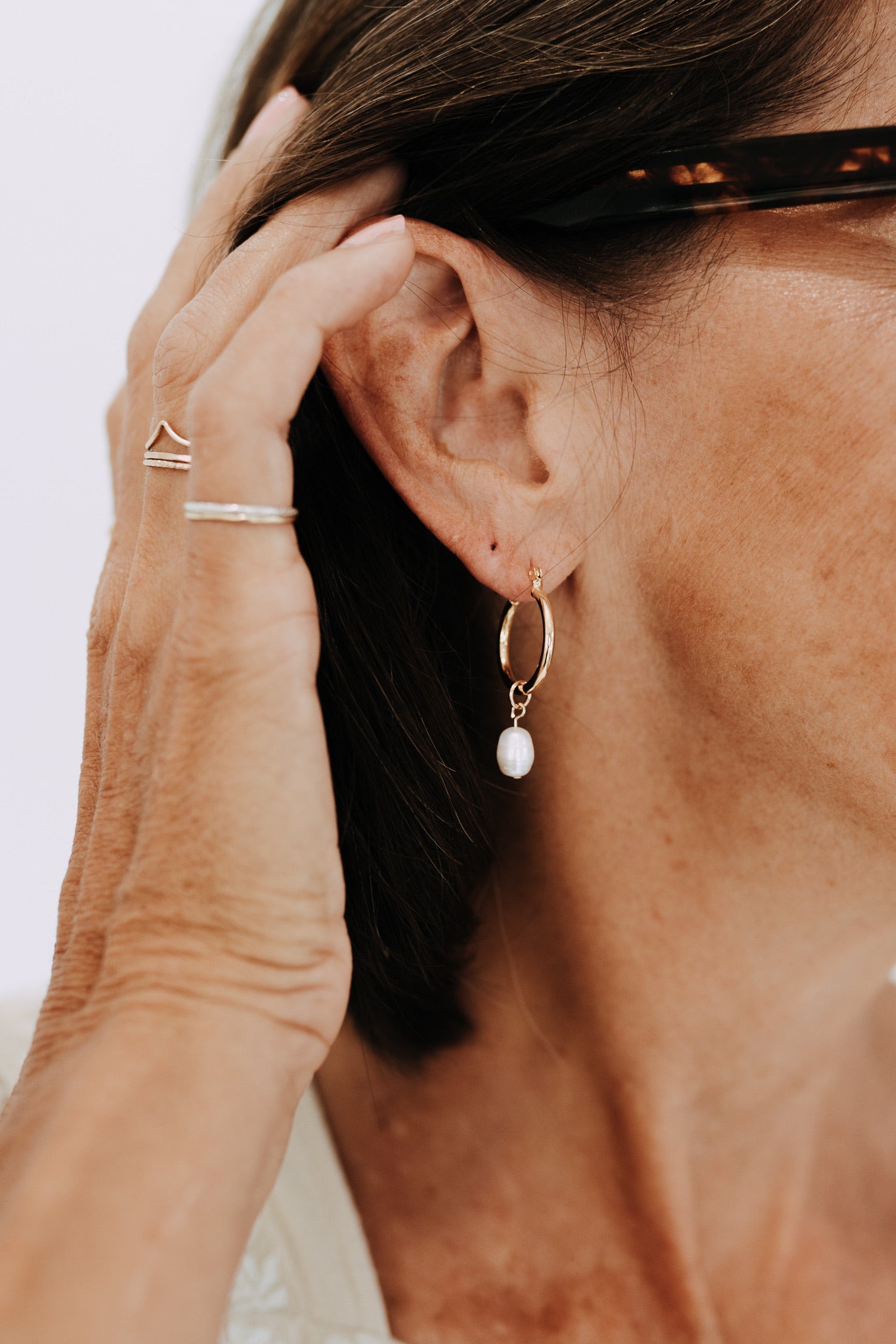 Pearl Drop Hoops