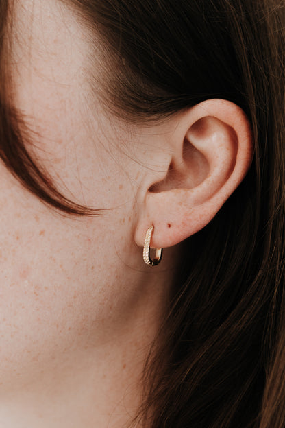 Maeve Rectangle Hoops | 18k Gold Filled Textured Hoops