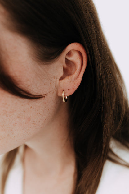 Lightweight textured rectangle hoop earrings for everyday wear