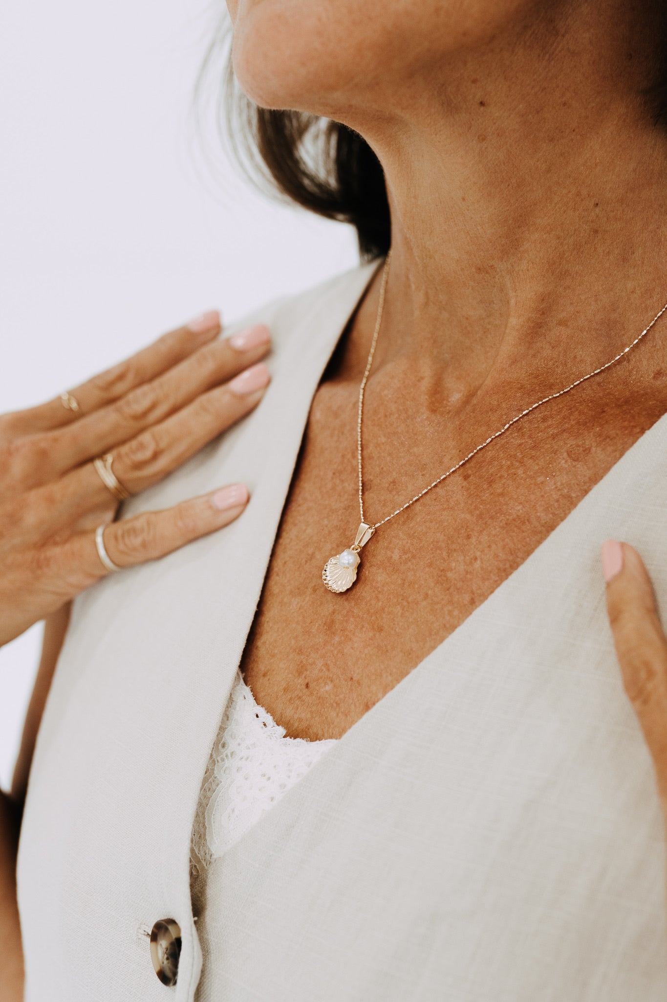 Pearl + Shell Gold Necklace
