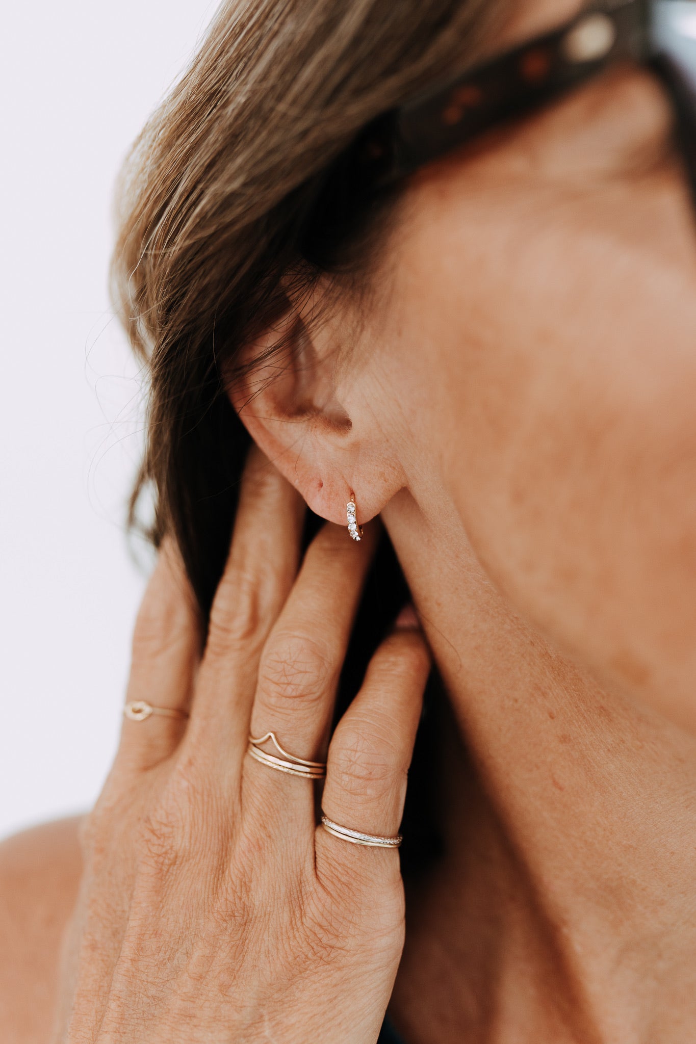 Lil' Sparkle Hoops - CZ gold huggies