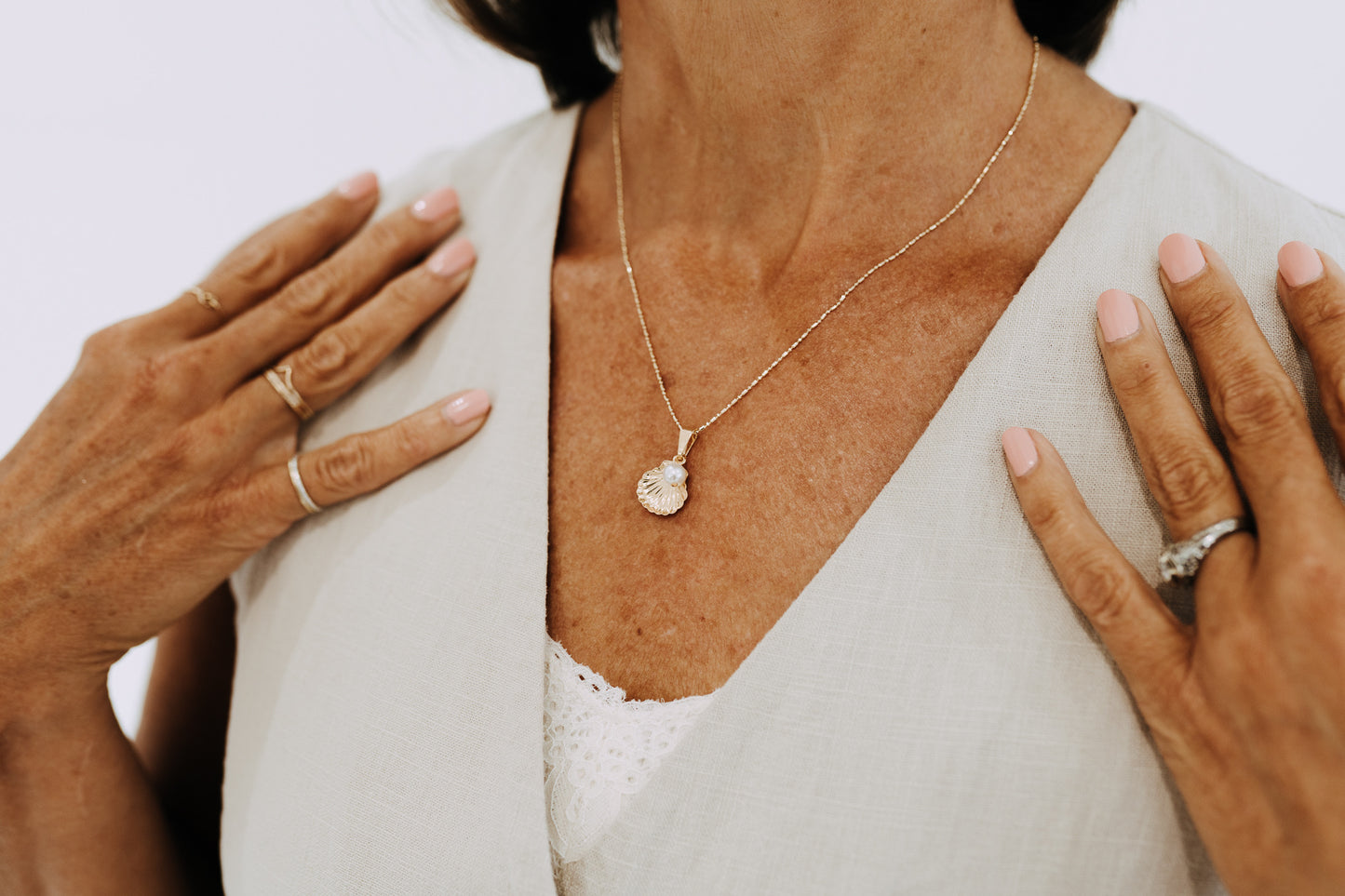 Pearl + Shell Gold Necklace