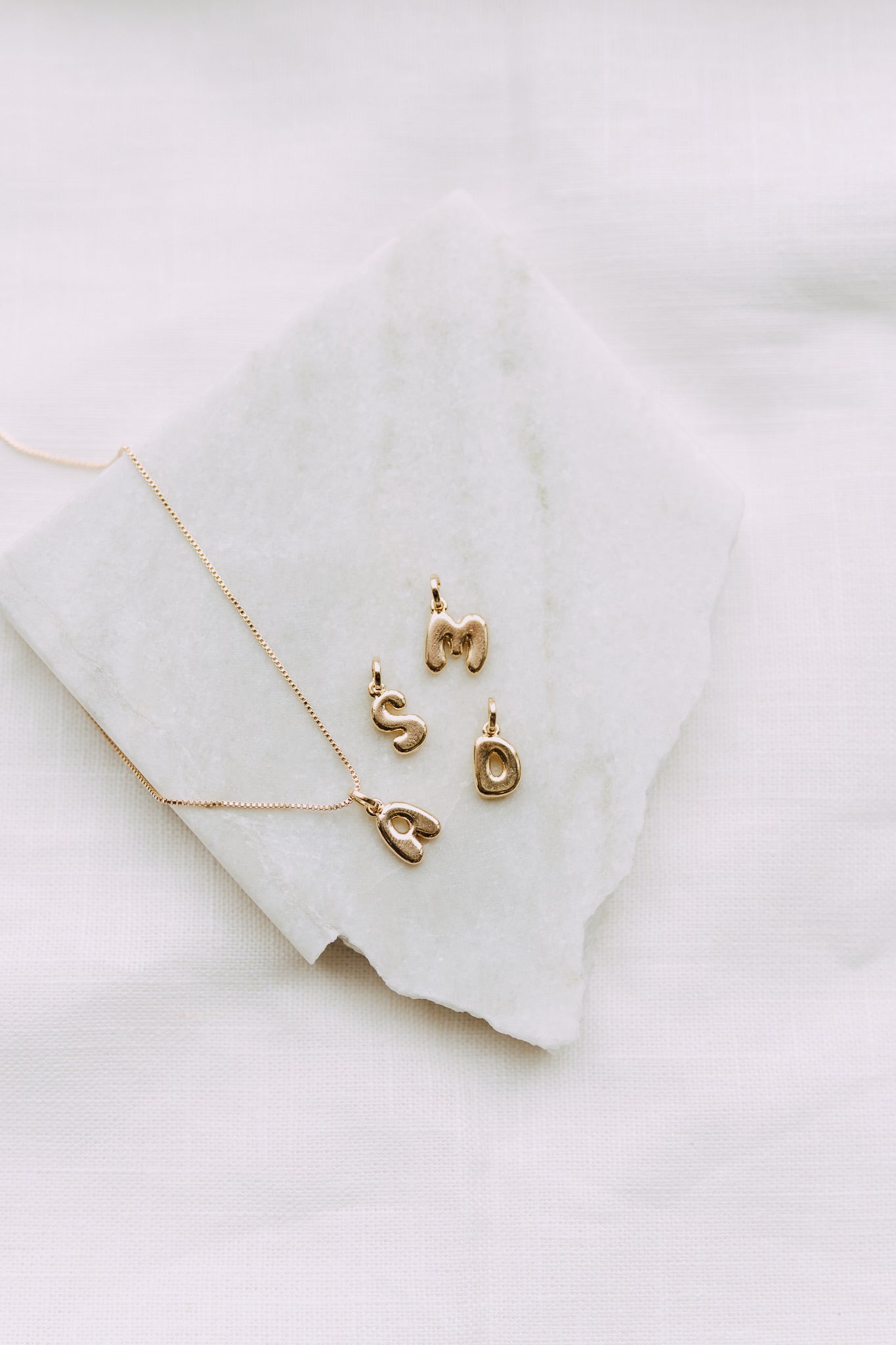 Bubble Letter Necklace - Gold Filled
