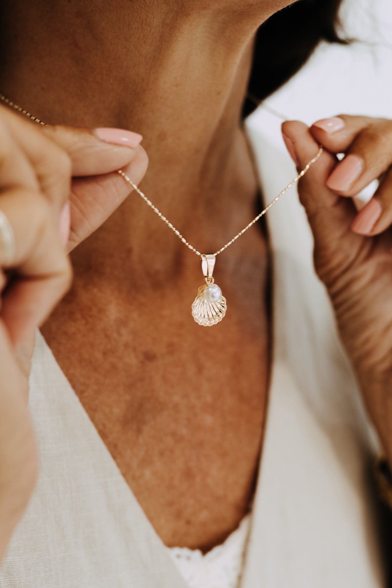 Pearl + Shell Gold Necklace