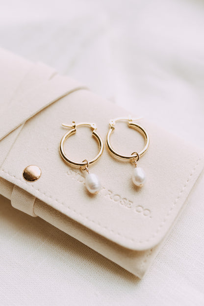 Pearl Drop Hoops
