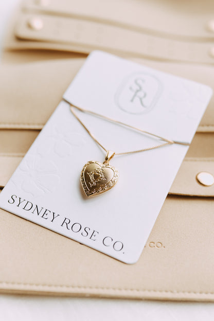 Engraved Heart Locket Necklace | 18K Gold Filled