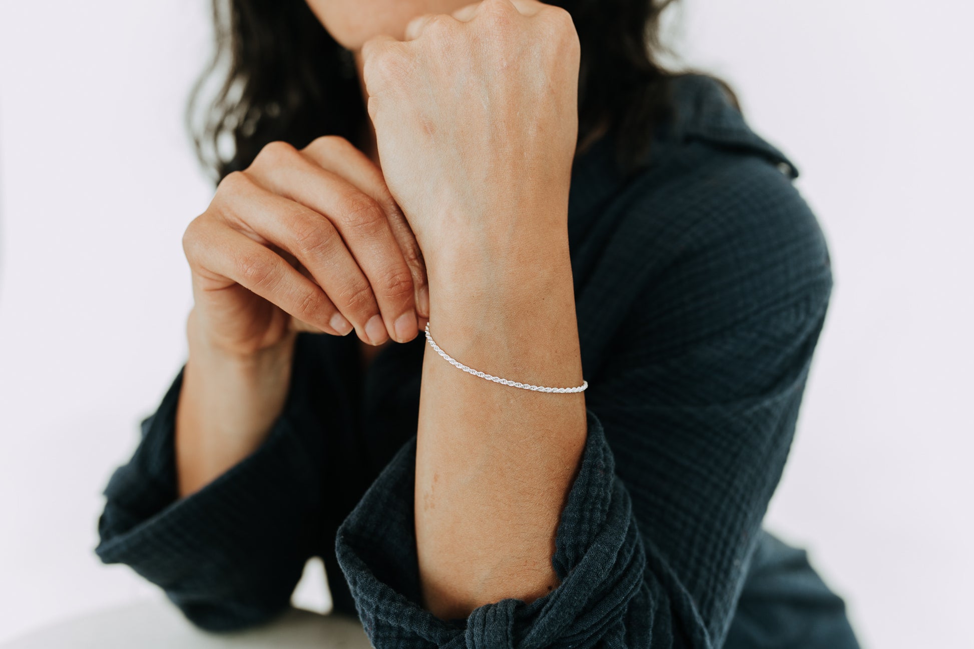 Everyday sterling silver bracelet with timeless twisted rope design