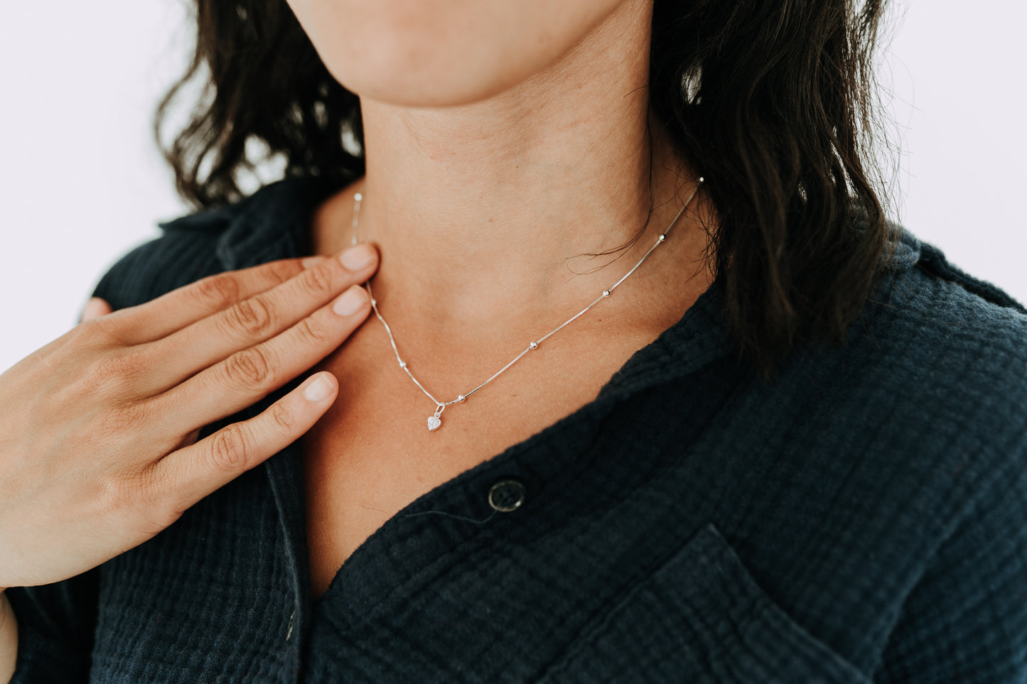 Sterling Silver CZ Heart Necklace | Lil' Love Necklace