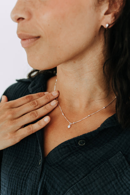 Sterling Silver CZ Heart Necklace | Lil' Love Necklace