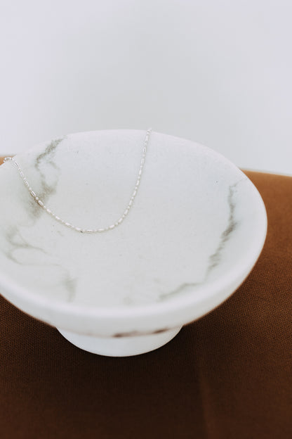 Sterling Silver Ball Bar Chain Necklace | 1.5mm Dainty Beaded Chain