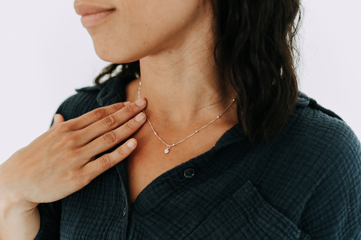 Sterling Silver CZ Heart Necklace | Lil' Love Necklace