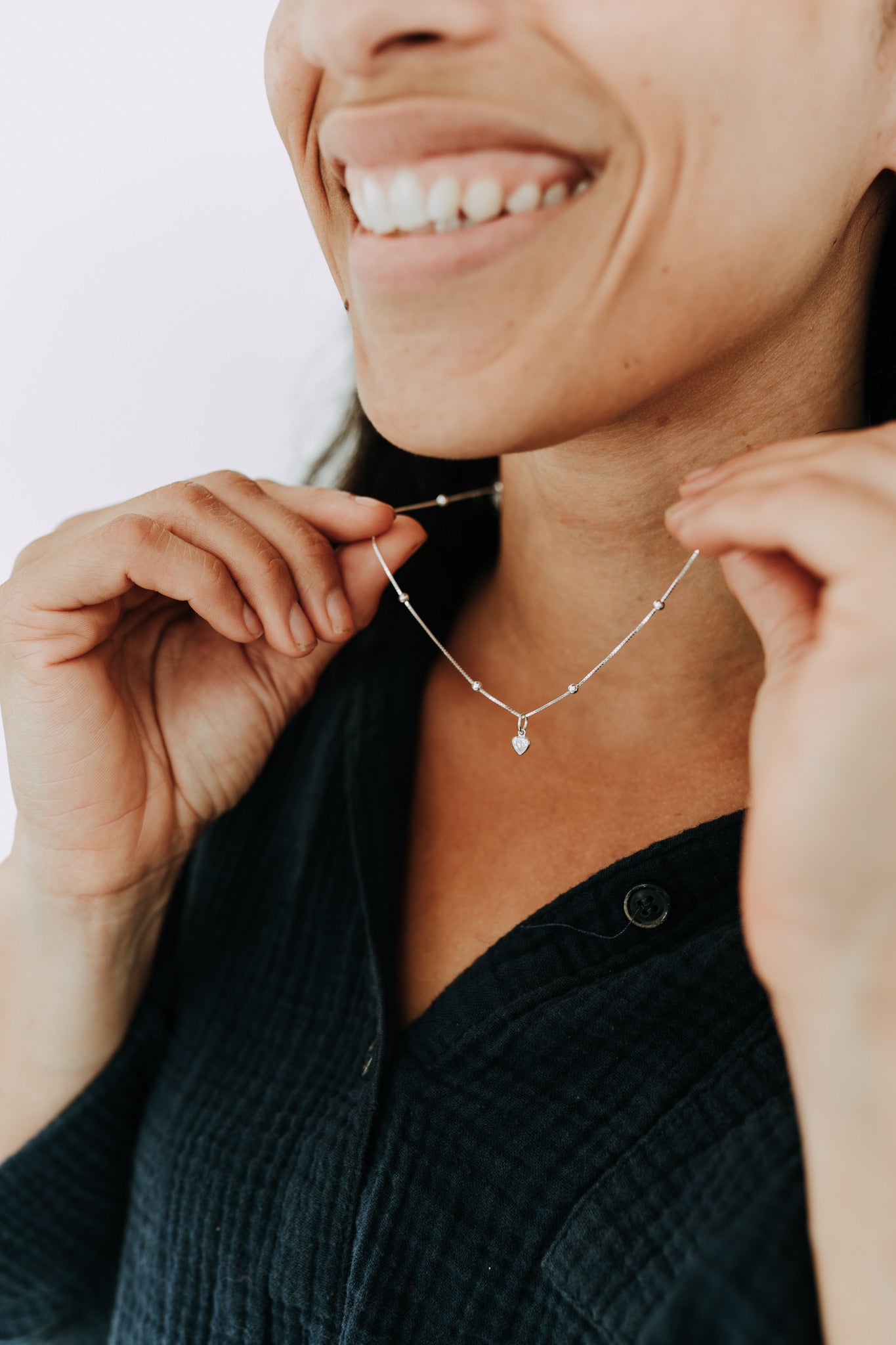Sterling Silver CZ Heart Necklace | Lil' Love Necklace