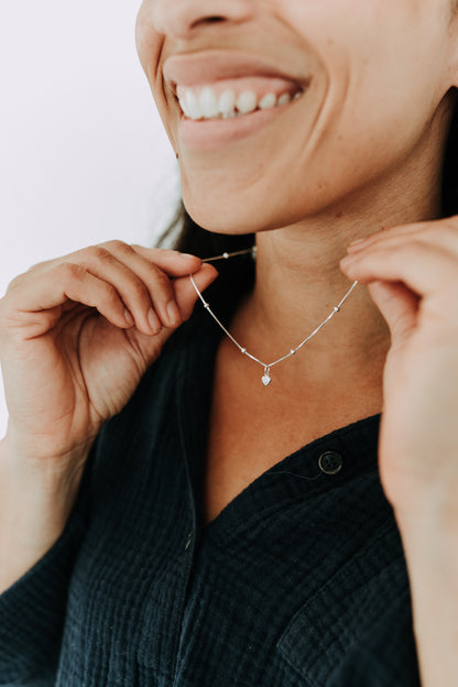 Sterling Silver CZ Heart Necklace | Lil' Love Necklace