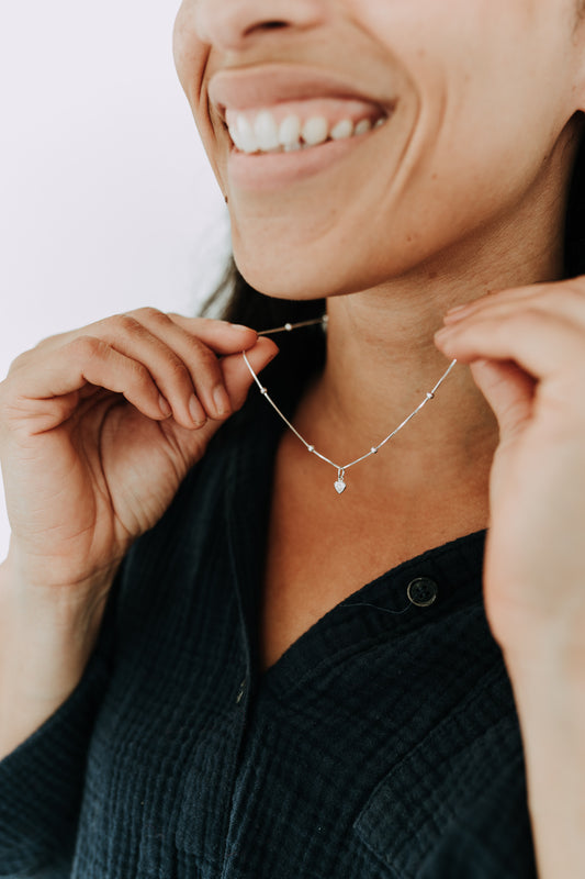 Sterling Silver CZ Heart Necklace | Lil' Love Necklace