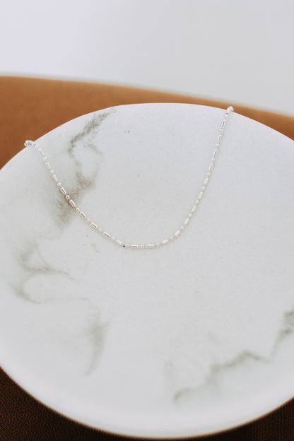 Sterling Silver Ball Bar Chain Necklace | 1.5mm Dainty Beaded Chain