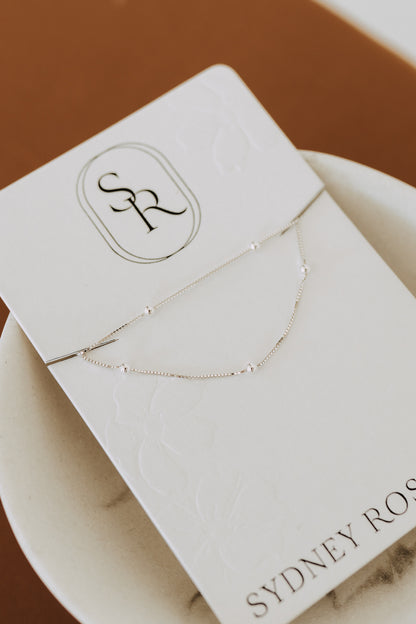 Sterling Silver Satellite Chain Necklace | Dainty Beaded Chain