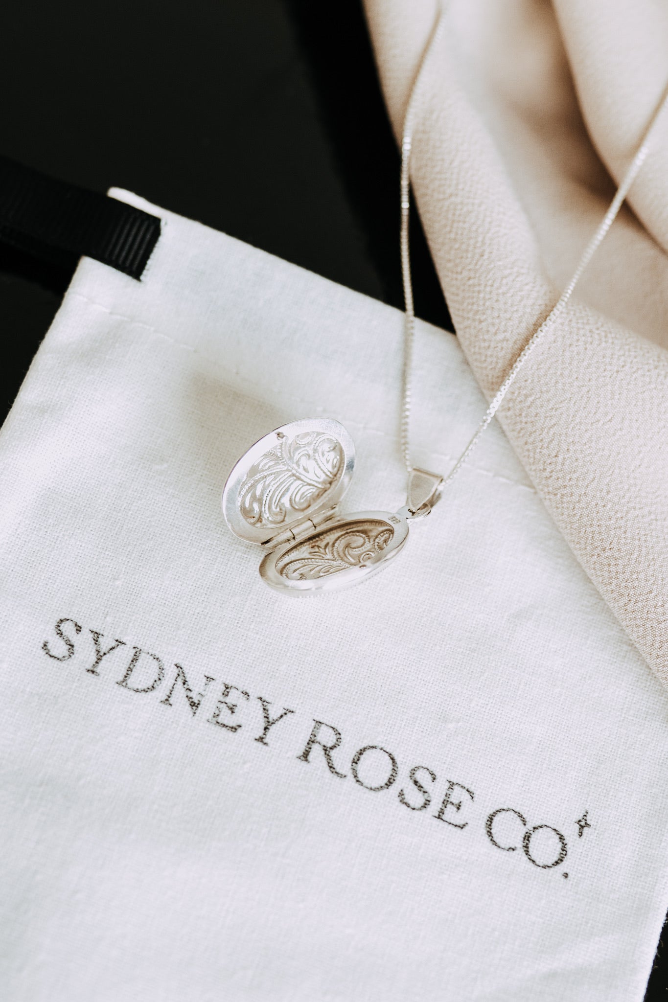 Sterling Silver Oval Locket Necklace | Classic Engraved Floral Photo Locket