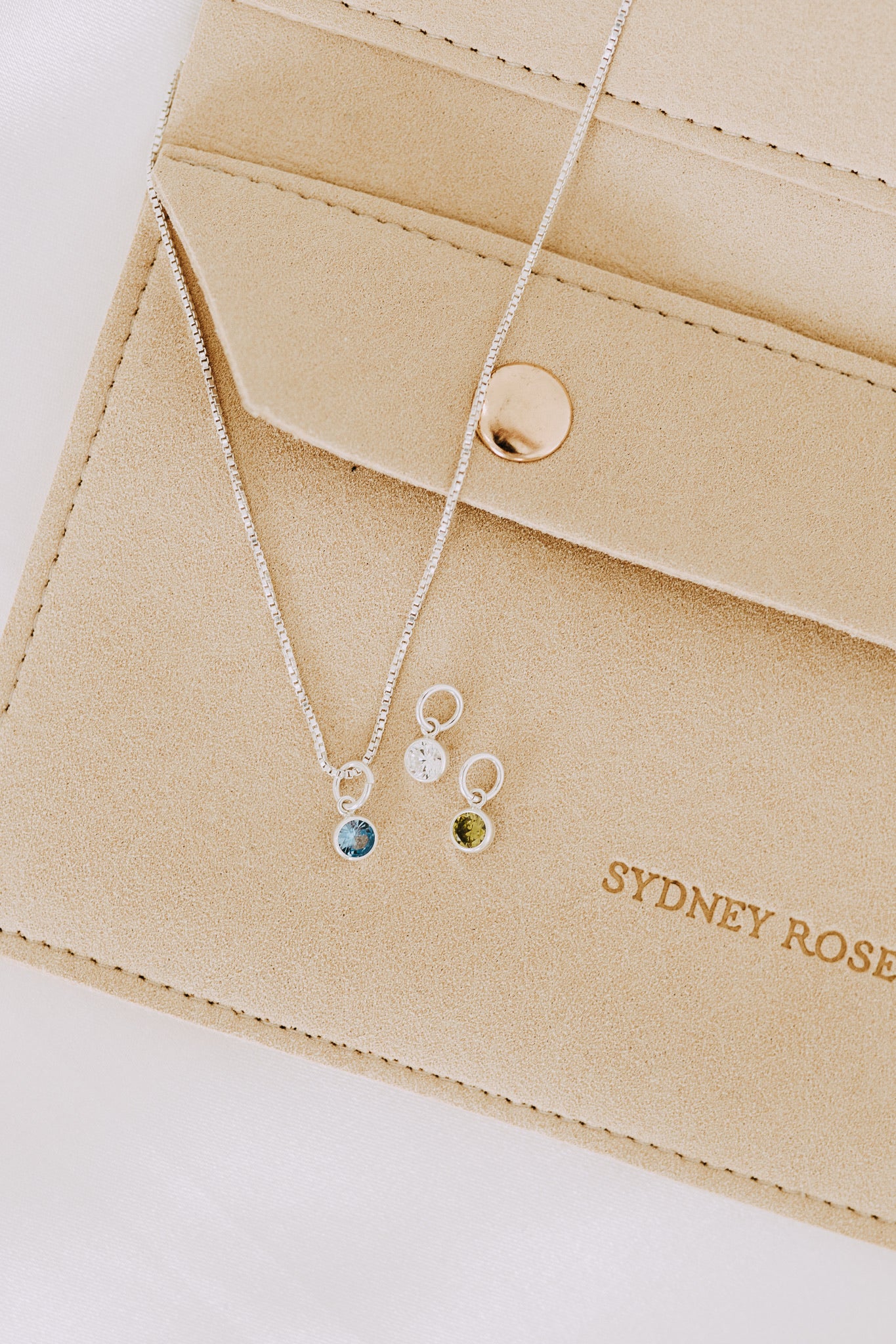 Sterling Silver Birthstone Necklace | Custom Birthstone Charm Necklace