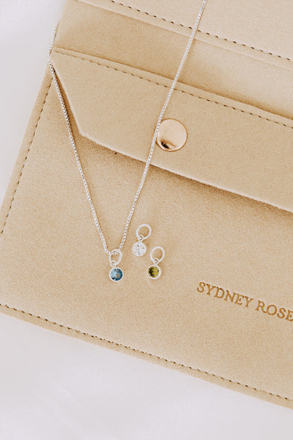 Sterling Silver Birthstone Necklace | Custom Birthstone Charm Necklace