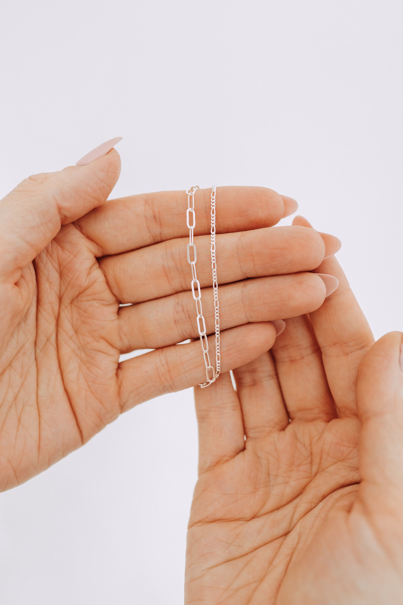 Sterling Silver Double Chain Bracelet | Figaro & Paperclip Bracelet
