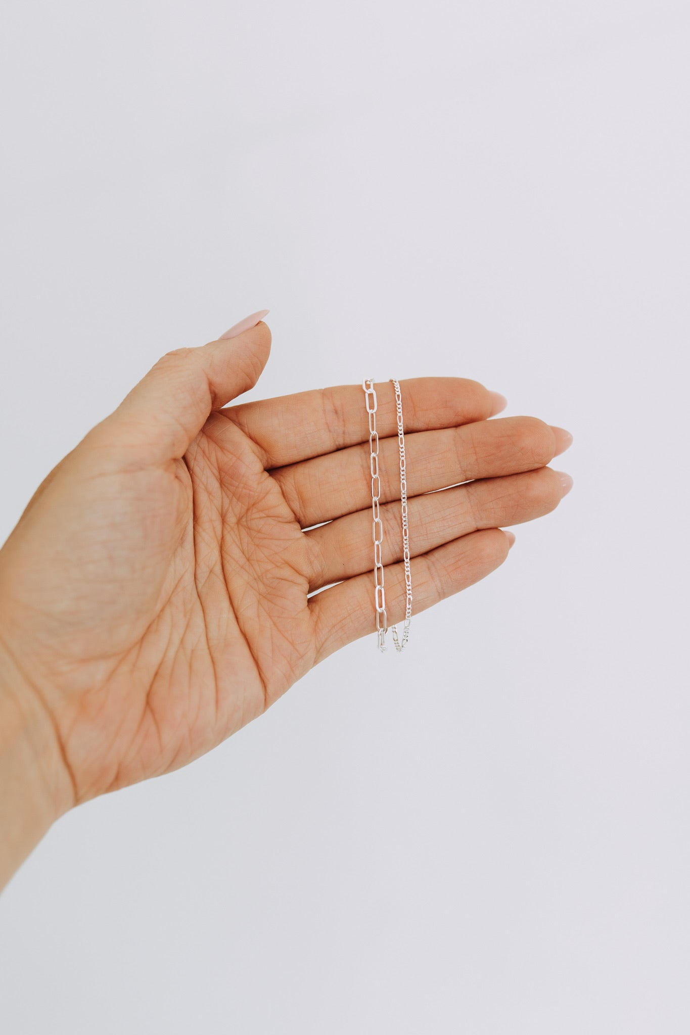 Sterling Silver Double Chain Bracelet | Figaro & Paperclip Bracelet