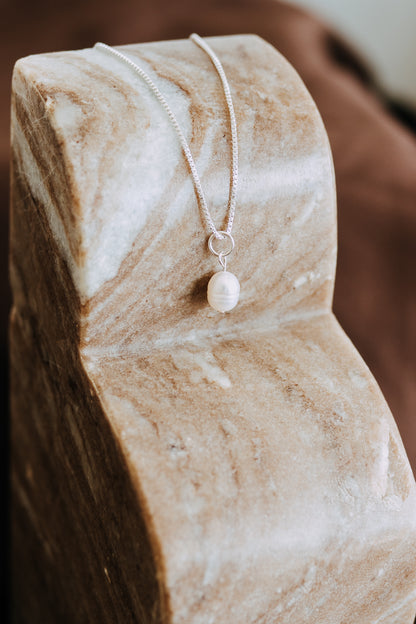 Sterling Silver Freshwater Pearl Drop Necklace