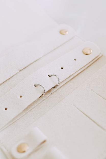 Juniper Huggie Hoops | Sterling Silver Beaded 11mm Click Hoops