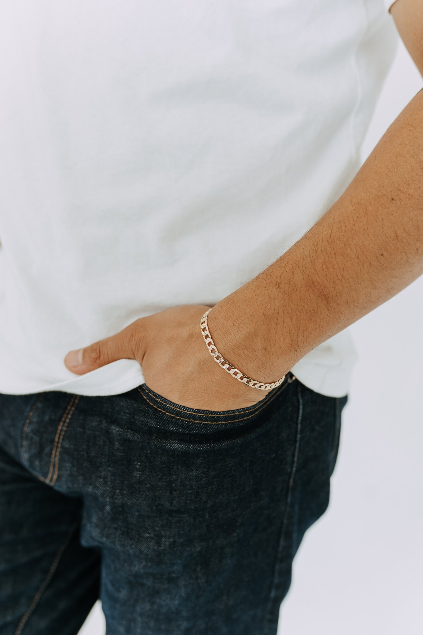 Waterproof men’s gold curb bracelet with sleek polished Cuban-inspired links