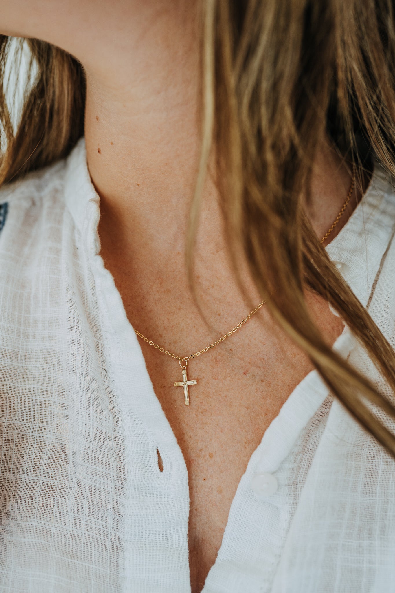 Waterproof gold filled cross necklace for everyday wear