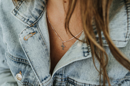 Sterling silver cross necklace designed for everyday layering