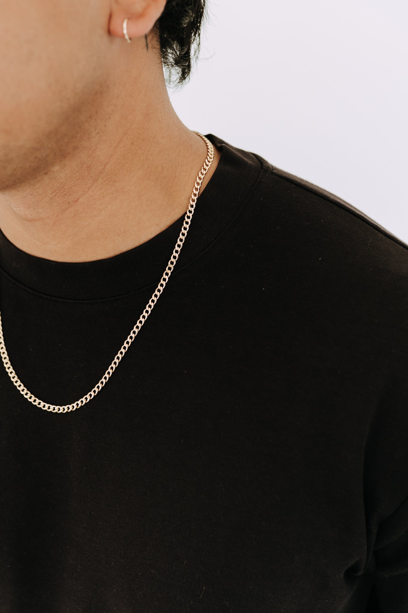 Waterproof gold filled curb chain necklace styled for everyday men’s fashion