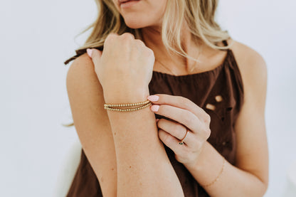 Handmade gold filled stretch bracelet with timeless minimal design