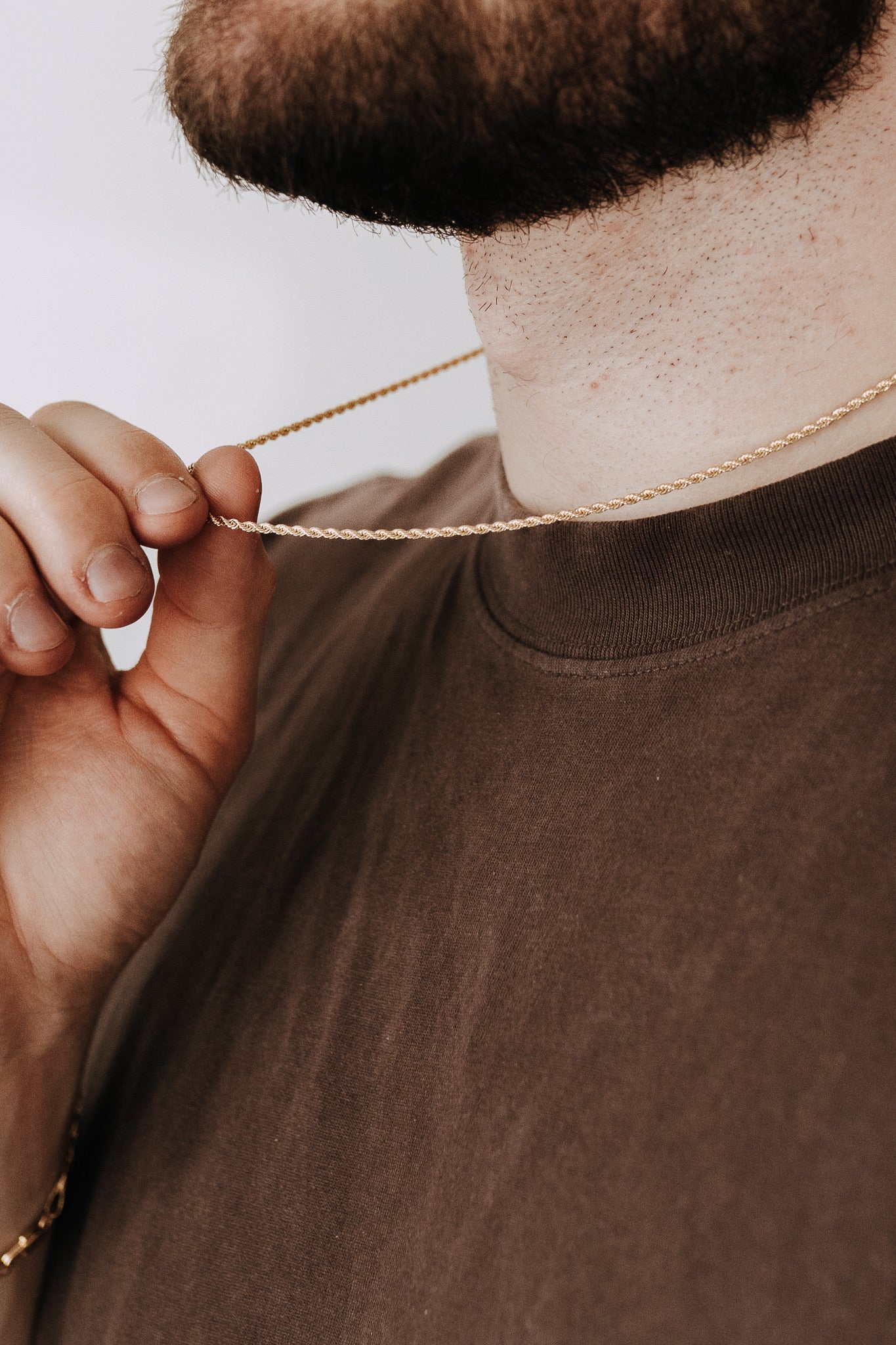 Waterproof gold rope chain necklace with slim profile and timeless everyday style