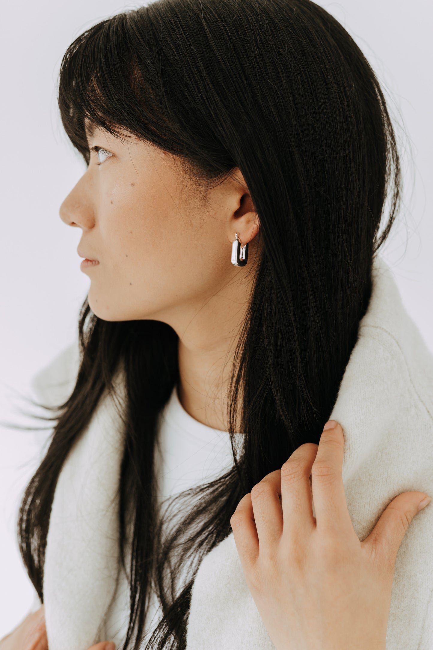 Uptown Rectangle Hoops / Sterling Silver