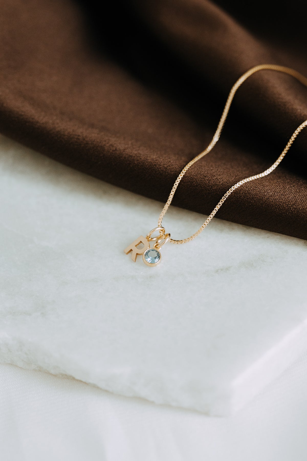 Personalized Initial + Birthstone Necklace – Gold Filled Letter Necklace