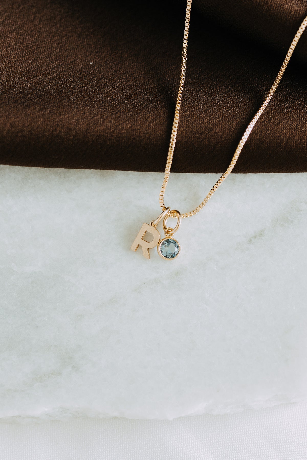 Personalized Initial + Birthstone Necklace – Gold Filled Letter Necklace