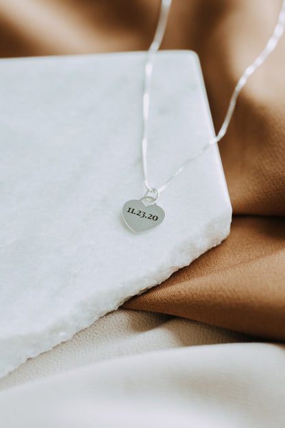 Personalized Engraved Heart Necklace – Sterling Silver