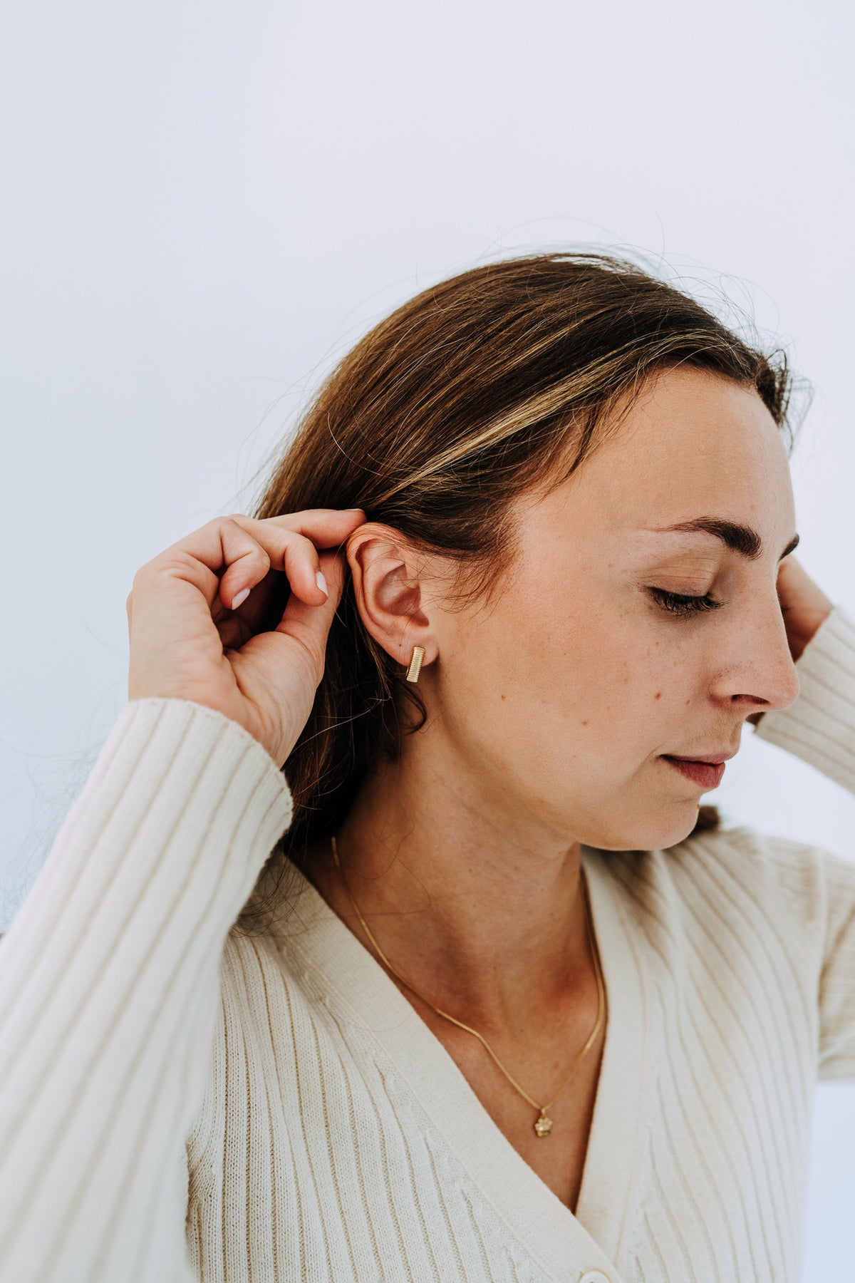 Pleated Huggie Hoops | 18K Gold Filled Textured Earrings