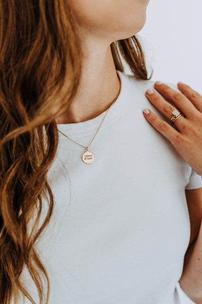 Personalized Scalloped Pendant Necklace – 14mm Gold Filled